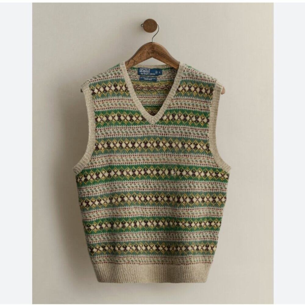 Ralph Lauren Polo 2006 Fair Isle Sweater Vest Wool Fits Medium